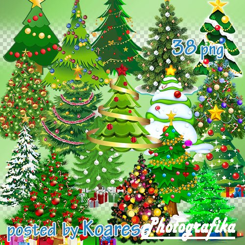 Клипарт png для фотошопа - Новогодние , рождественские елки